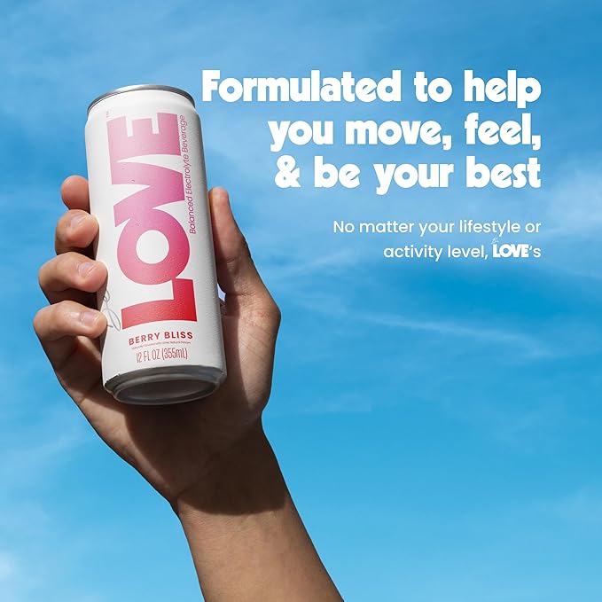 Be LOVE Balanced Electrolyte Beverage with Magnesium, Potassium & Sodium - Purified Still Beverage for Daily Hydration, Exercise, Work & Wellness- Zero Sugar, Gluten Free (Berry Bliss, 12oz x 12ct)