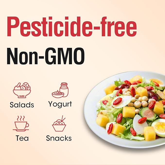 Ternio Organics Goji Berries - 8.47oz/240g - 100% Natural Goji Berries - No Sulfates and Additives - Large Berries - Suitable for Making Goji berry tea, Powder, Oat Food and Snacks.