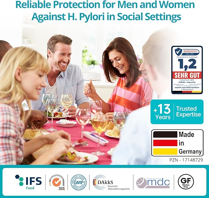 4 Pack MagenVital Pylopass H. Pylori Treatment Probiotics - 1 Per Day - Gastritis, Acid Reflux, Heartburn, Stomach Lining Repair - Lactobacillus Reuteri DSM17648 - Made in Germany
