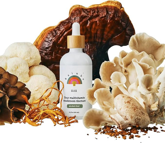 11:11 Multi Mushroom Tincture - 11-in-1 Alcohol Free - Dual Extract Mushroom Blend - Comprehensive Immune Support, Brain Support, Liquid Lion's Mane & Turkey Tail, Vegan, Non GMO, 3.4 fl oz