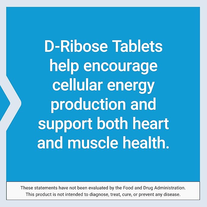Life Extension D-Ribose Tablets, plus calcium, helps maintain healthy energy levels in heart and muscle, encourages the production of ATP, gluten-free, non-GMO, vegan, 100 vegetarian tablets