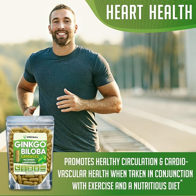 XPRS Nutra Ginkgo Biloba Capsules - Gingko Biloba Encapsulated Supplements for Cognition - Vegan Friendly Ginkoba Biloba - Immunity Boosting Ginkgo Biloba Capsules - 180 Count