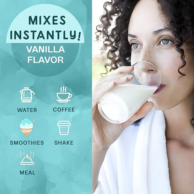 Zammex Bone Broth Protein Powder, Pure Grass Fed Beef, Vanilla Protein Powder,Hydrolyzed Collagen Supplement for Healthy Skin,Nails,Hair,Joints, Non-GMO,Gluten Free, Great in Shakes