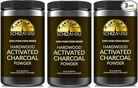 Activated Hardwood Charcoal Powder by Schizandu Vegan 100% | Supports Skin, Body, Teeth Whitening 3-Packs