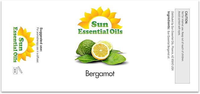 Sun Essential Oils Bergamot Essential Oil - Aromatherapy Oil - 2 Fluid Ounces