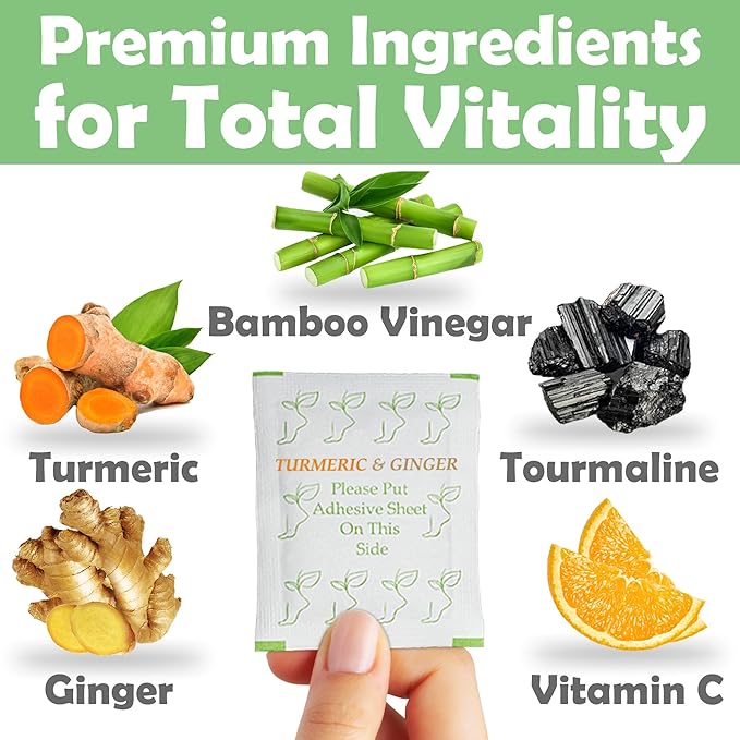 100 Turmeric & Ginger Foot Pads | Premium Pads to Feel Better, Sleep Better & Relieve Stress | Organic Foot Patches