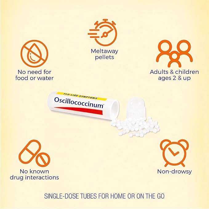 Boiron Oscillococcinum for Relief from Flu-Like Symptoms of Body Aches, Headache, Fever, Chills, and Fatigue - 6 Doses