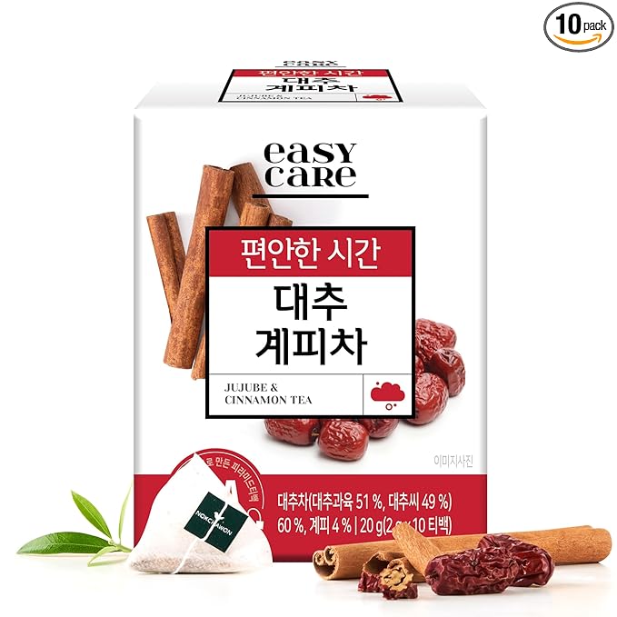 [Nokchawon]Jujube Cinnamon Herbal Tea – Caffeine-Free Korean Tea with Sweet & Spicy Notes, 10 Tea Bags, 0.71 Oz
