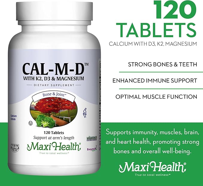4-in-1 Calcium 1000mg with Vitamin D3 - Calcium Supplement for Women and Men with Vitamin K2 D3 1000 IU - Extra Strength Calcium Citrate for Bone and Heart Support (120ct)