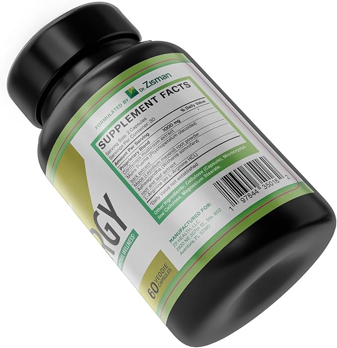 Dr. Zisman ZINERGY Natural Energy & Vitality Support – All-Natural Formula for Men and Women – Enhances Energy Levels & Hormonal Balance – 60 Premium Capsules
