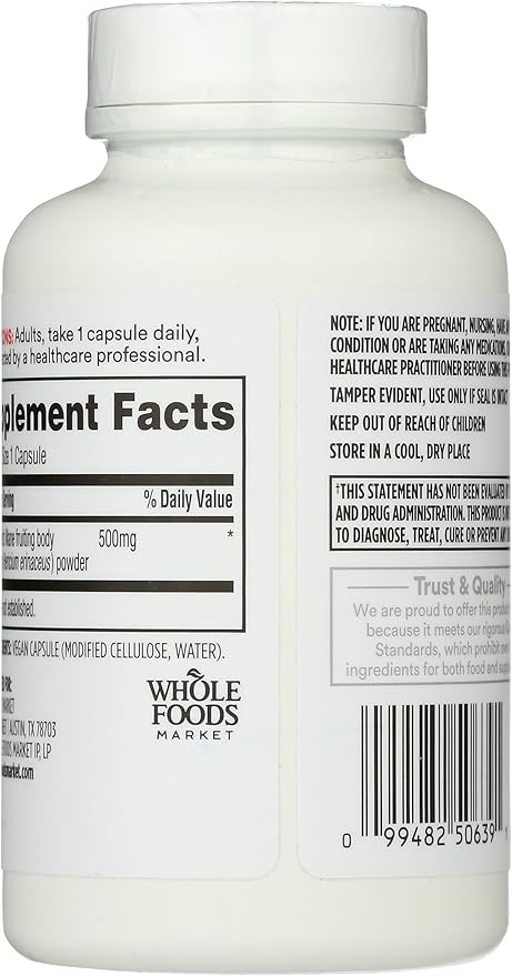 365 by Whole Foods Market, Lion's Mane Mushroom 500mcg, Vegan, 90 Count