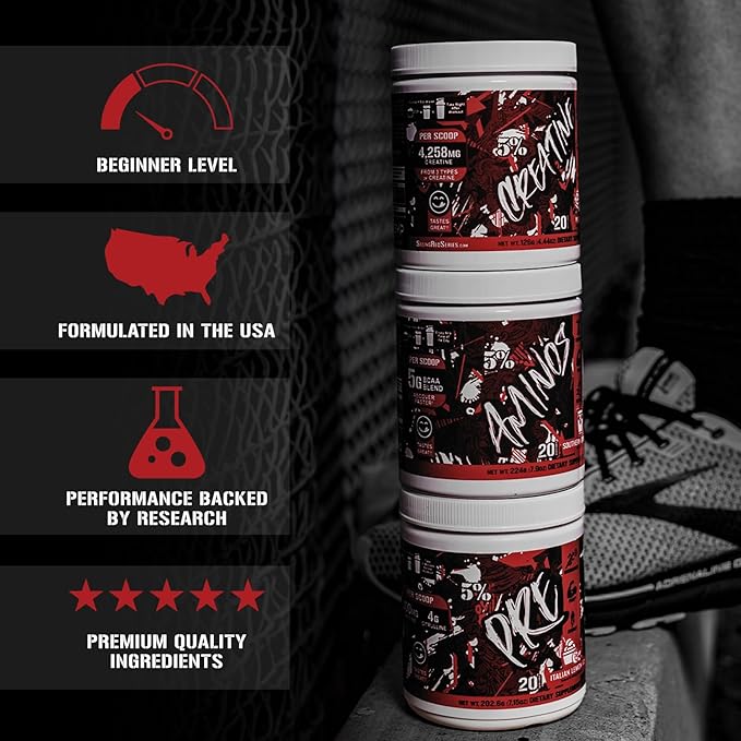 5% Nutrition Code Red Series Pre Workout Powder for Men & Women | Energy, Pump, Power, Protein Synthesis & Focus | 300mg Caffeine, L-Citrulline, Glycerol, Taurine, Alpha GPC, Huperzine (Fruit Punch)