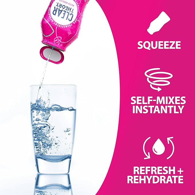 Clear Theory Water Flavoring Drops with Electrolytes, Water Enhancer Liquid Flavored Water Drink Mix, Hydration for Kids, Vegan, Gluten Free, Low Calorie, Watermelon Berry, 4 Pack, 1.62 Fl Oz Bottles
