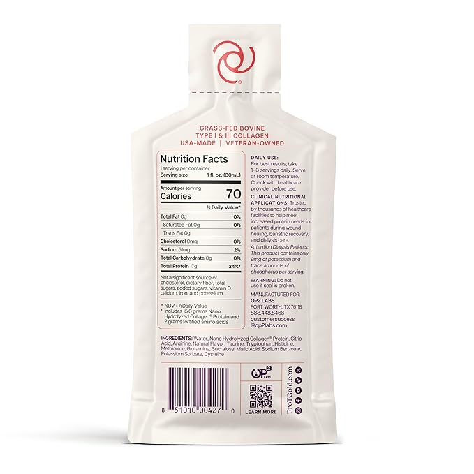 ProT Gold Liquid Collagen Protein Shot, 17g Clear Protein Nano-Hydrolyzed Grass Fed Collagen, 2g Arginine for Wound Support, Gluten Free, Sugar Free, 0g Carbs, Orange Creme, 1 fl oz, 24 Pack