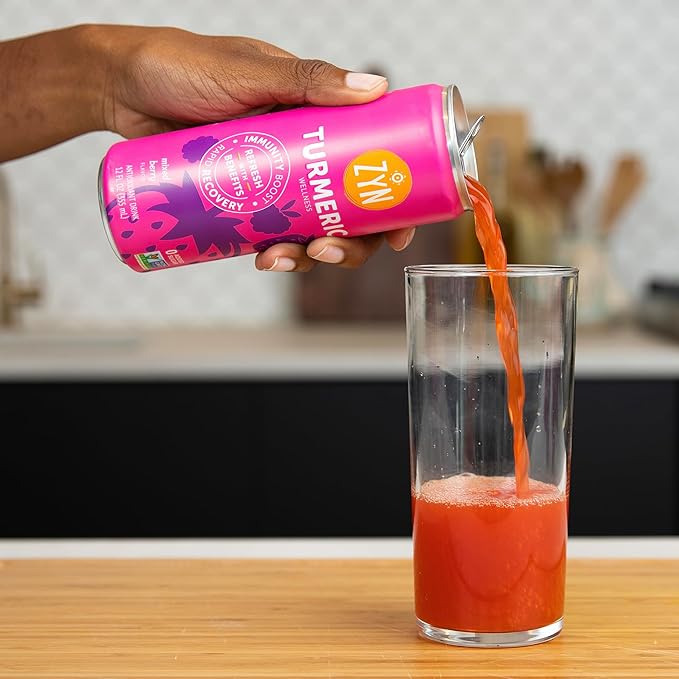 ZYN Turmeric Wellness Drink (24 Pack), Mixed Berry Flavored Turmeric Curcumin Drink with Black Pepper, No Added Sugar, Low Carb & Low Calorie Drink, Clean Alternative