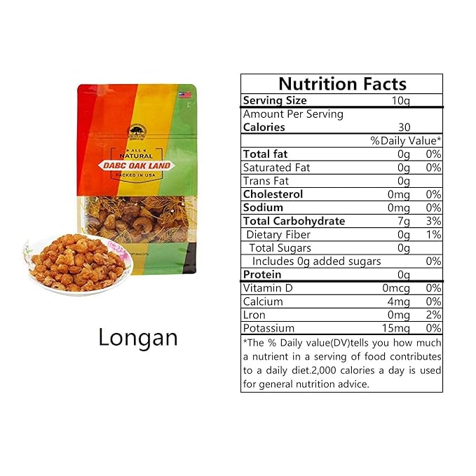 3 Pounds Natural Dried Longan, DABC OAK LAND 100% Fruit Meat, Premium Thailand Sun Dried Longan, Naturally Sweet, Healthy, Gluten-Free, Vegan, High in Vitamins, Dried Fruit Supplement 3bags of 1LB