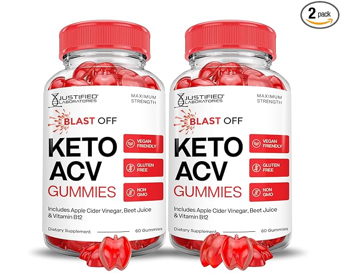 (2 Pack) Blast Off Keto ACV Gummies Advanced Formula 1000MG Blast Keto Gummies Apple Cider Vinegar Formulated with Pomegranate Beet Juice Powder B12 Vegan Non GMO 120 Gummys