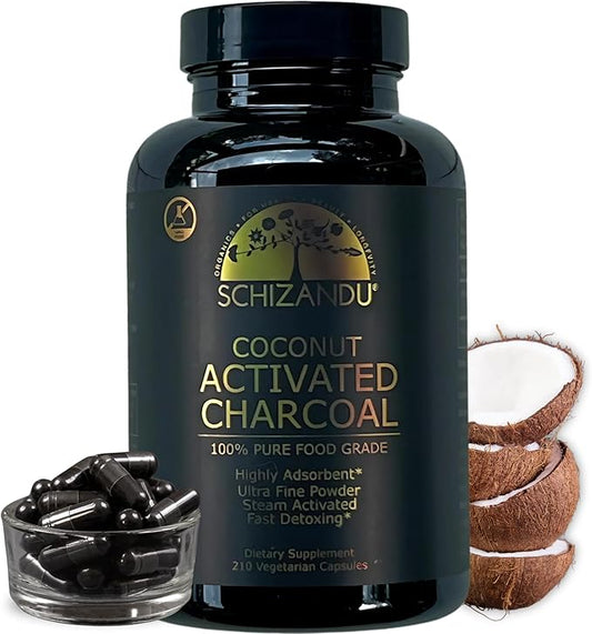 Activated Coconut Charcoal Capsules- Supports Health - Vegan, Organic, Non-GMO, No Additives - X-Large Bottle 210 Count