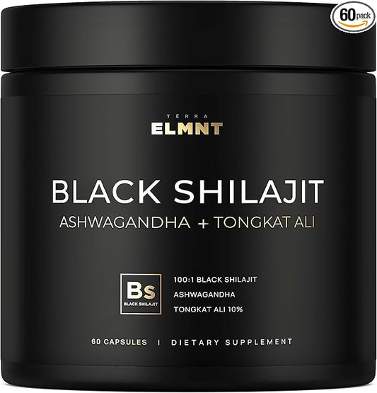 103,800mg Black Shilajit for Men 100x Strength w. Ashwagandha & Tongkat Ali 10% Extract - Ultra Pure Himalayan Shilajit Capsules 60% Fulvic Acid - Energy, Stamina & Performance Mens Health Supplement