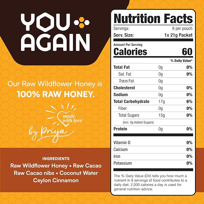 You Again Super Honey Chocolate Packets | Workout Clean Energy Gel Packs | Cycling, Endurance, Running Gel or Energy Snack | Paleo & Carnivore Snack | Gluten-Free | Made in USA | 8 Count