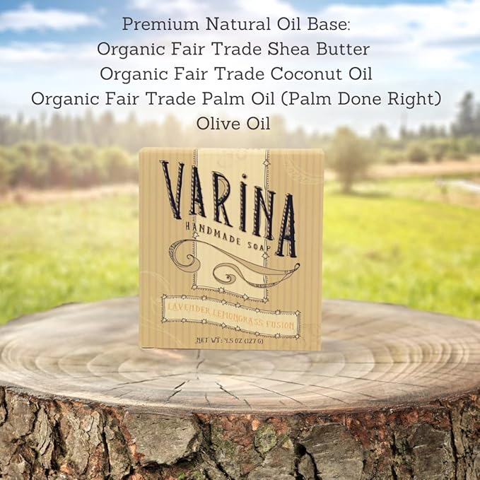 Varina Natural Lavender Fusion Bar Soap - Gentle Cleansing for Sensitive Skin, Herbal and Mint - 3 Pack