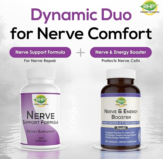 Nerve Support Formula. Nutritional Support of Neuropathy, Nerve Relief from Aches, Nerve Pain & Discomfort. B-Complex with Benfotiamine and Methyl B12. 120 Capsules