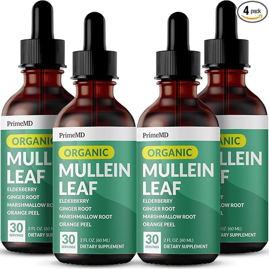 5-in-1 Mullein Drops for Lungs and Bronchial - Respiratory Lung Health Support with Mullen Leaf Extract for Lungs - Mullein Tincture with Elderberry, Echinacea and Ginger Root (120 Servings) (4-pack)
