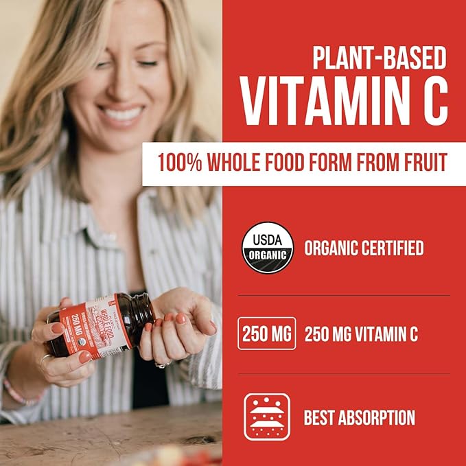 Organic Vitamin C | Whole Food Vitamin C from Fruit Plus Absorption Enhancing Cofactors - Vegan, Enhanced Bioavailability - Immune Support, Antioxidant, Total Health (90 Servings) - 2-Pack