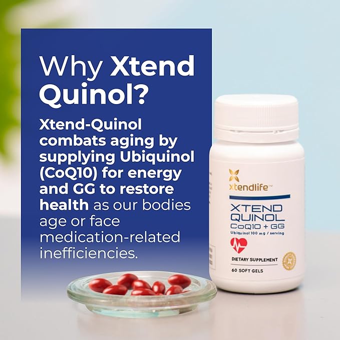 Xtendlife Xtend-Quinol 100mg CoQ10 Ubiquinol and 50mg GG (Geranylgeraniol) Supplement for CoEnzyme Q10 Production, Heart Health, Cellular Energy, and Aging Health - 4 Month Supply (Pack of 2)