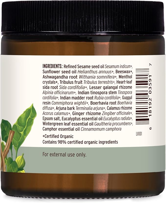 Banyan Botanicals Muscle Balm – Organic Muscle Massage Balm with Ashwagandha Root & Epsom Salt – Supports Healthy Circulation & Soothes Tired Muscles – 4oz – Non GMO Sustainably Sourced Petroleum Free