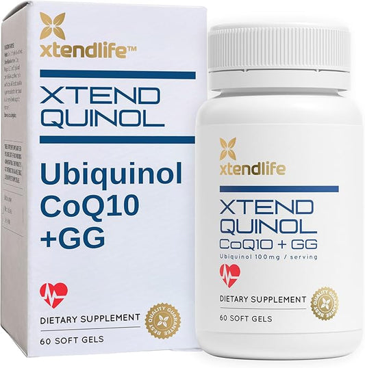 Xtendlife Xtend-Quinol - Natural CoQ10 Ubiquinol and GG (Geranylgeraniol) Supplement for CoEnzyme Q10 Production, Heart Health, Cellular Energy, and Aging Health - 2 Month Supply