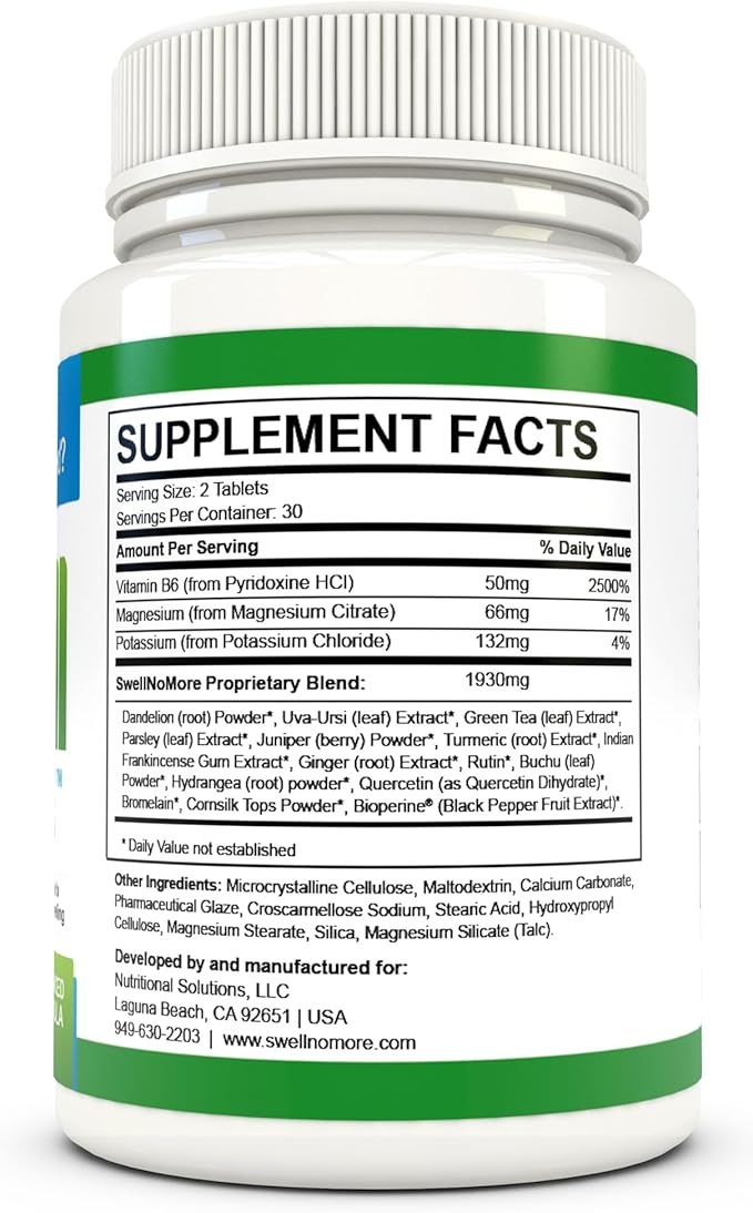 Lymphatic Drainage Supplement – Water Pills for Swollen Legs & Feet, Ankles, Edema & Lymphedema Support, Natural Diuretic for Water Retention