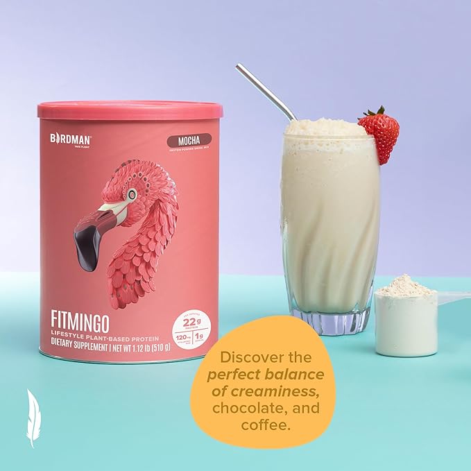 BIRDMAN Fitmingo Vegan Protein Powder with Inositol, Collagen Boosters, Hyaluronic Acid and Vitamins | Low Carb, Dairy Free, Low Calorie | 23g Plant Based Blueberry Protein Powder with Myo-Inositol