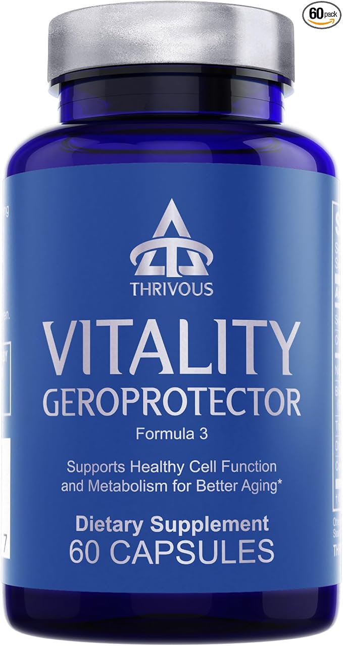 Thrivous Vitality Geroprotector – Metabolic & Cellular Support Supplement with Berberine, Nicotinamide Riboside, Mirtoselect Blueberry, Resveratrol & CoQ10 – 60 Vegan Capsules