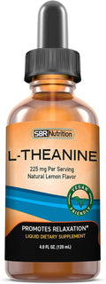 SBR Nutrition Liquid L-Theanine Drops | All Natural, Vegan, Alcohol Free, Non-GMO | for Sleep Aid, Calm, Relaxation, Focus Without Drowsiness | Synergistic with Coffee or Caffeine