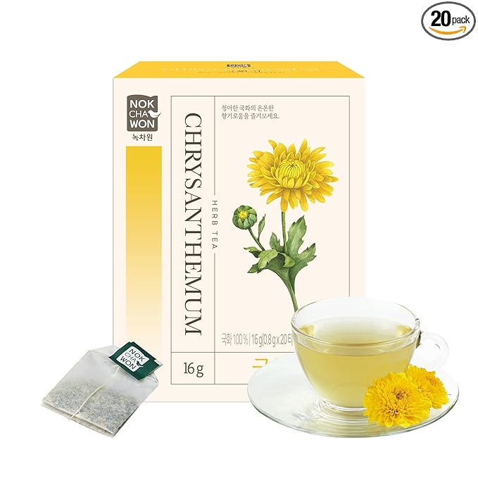 [Nokchawon] Chrysanthemum Tea, Premium Pure Herbal Tea, Caffeine Free, Zero Calories Korean Tea, 20 Count Tea Bags, 0.56oz(16g)
