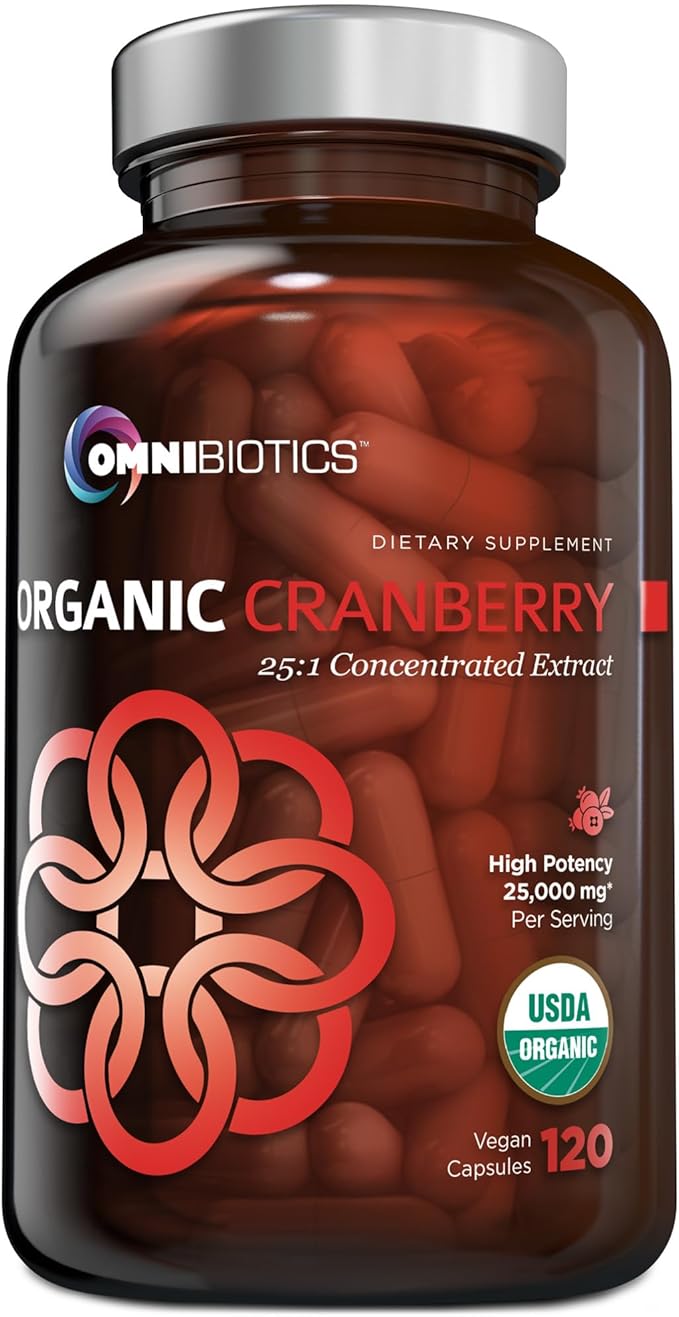 USDA Organic Cranberry Pills for Women – 25:1 Fruit Extract, 25,000 mg Strength – Urinary Tract & Bladder Support – Cranberry Supplement for Women & Men – Vegan, Non-GMO – 60-Day Supply – 120 Capsules