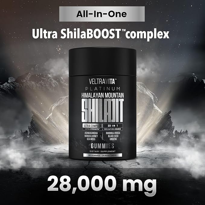 28000 mg, 23-in-1, Himalayan Shilajit for Men, Ashwagandha Gummies Platinum, Irish Sea Moss Gel, Black Seed Oil, Manuka Honey Medical Grade, Tongkat Ali, Rhodiola Rosea, No Sugar, Lab Test