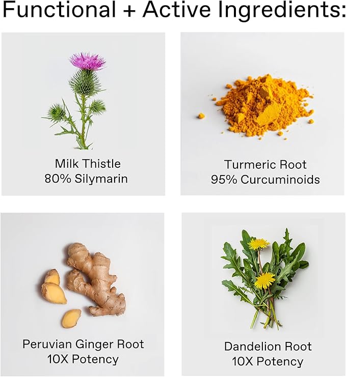 +GNGR Liver Cleanse Detox & Repair, Cold-Pressed Ginger Shot with Organic Milk Thistle Supplement, Dandelion, Turmeric, Immunity Shot for All Natural Liver Support & Digestion, 2 fl oz (Pack of 12)