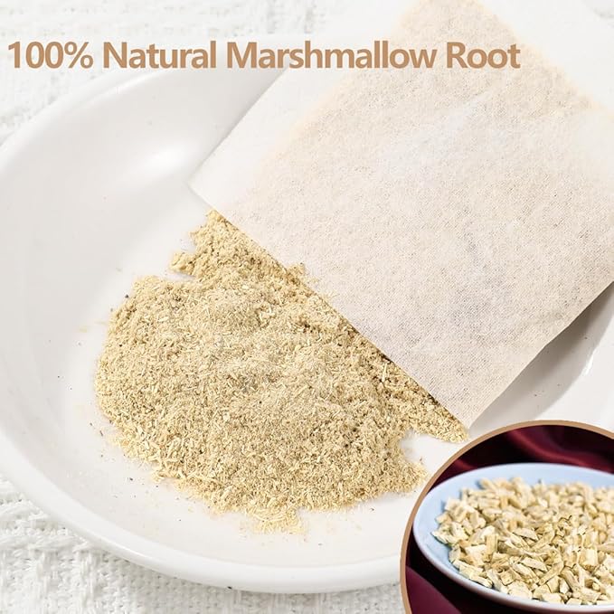 50 Premium Marshmallow Root Tea Bag,100% Natural Pure Althaea Officinalis,No Additives & Caffeine Free, Caffeine-free - Respiratory Support & Promote Digestion.