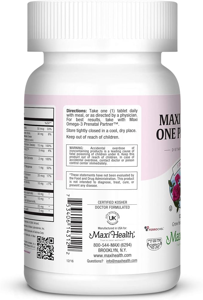 Prenatal Vitamins for Women – One Daily Prenatal Vitamins with Iron, Folate, Choline, Vitamin D3, and Essential Nutrients – High Absorption Supplement for Pregnancy and Preconception – 120 Tablets