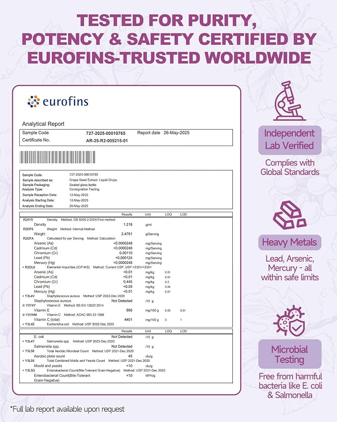 Grape Seed Liquid Drops, Organic Grape Seed Extract Supplement Standardized to 95% Polyphenols, High Absorption Vitis Vinifera Seed Tincture with Vitamin C & E, Alcohol Free, Non-GMO (4 FL OZ)