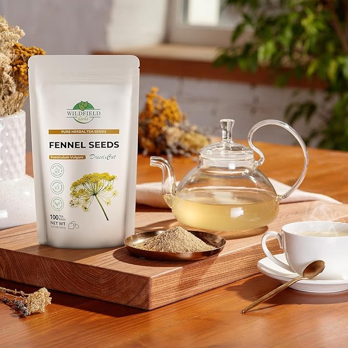 100 Bags Fennel Tea Fennel Seed Tea Herbal (Foeniculum Vulgare) - 100 Count 1.5g Bags Herb Hinojo