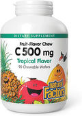 Natural Factors Kids Chewable Vitamin C 500 mg, Supports Immune Health, Bones, Teeth and Gums, Tropical, 90 Wafers