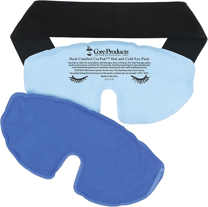 Core Products Dual Comfort Migraine CorPak Hot Cold Therapy, Eye Mask Compress, No Frost, Includes Strap