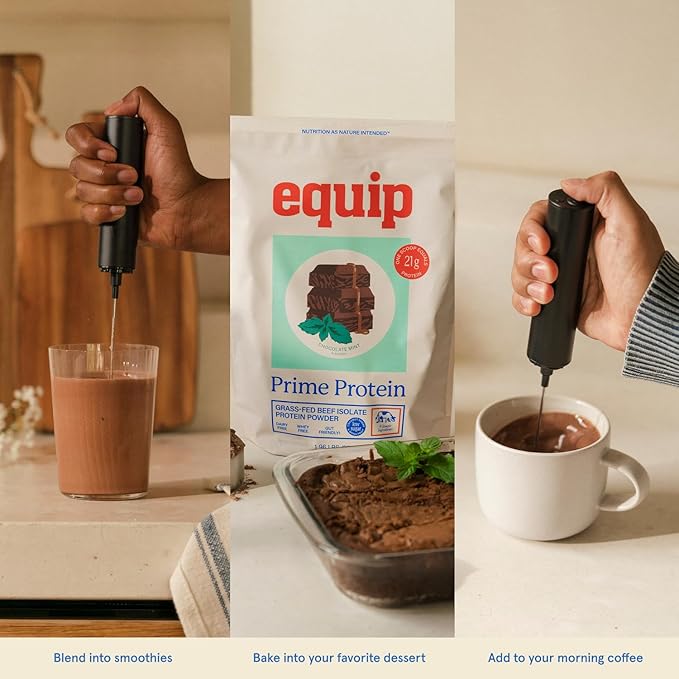 Equip Foods Prime Protein Powder | Clean, Grass Fed Beef Protein Powder for Women & Men | Carnivore Protein Isolate | Paleo, Keto Friendly | Gluten & Dairy Free | 30 Servings, Chocolate Mint