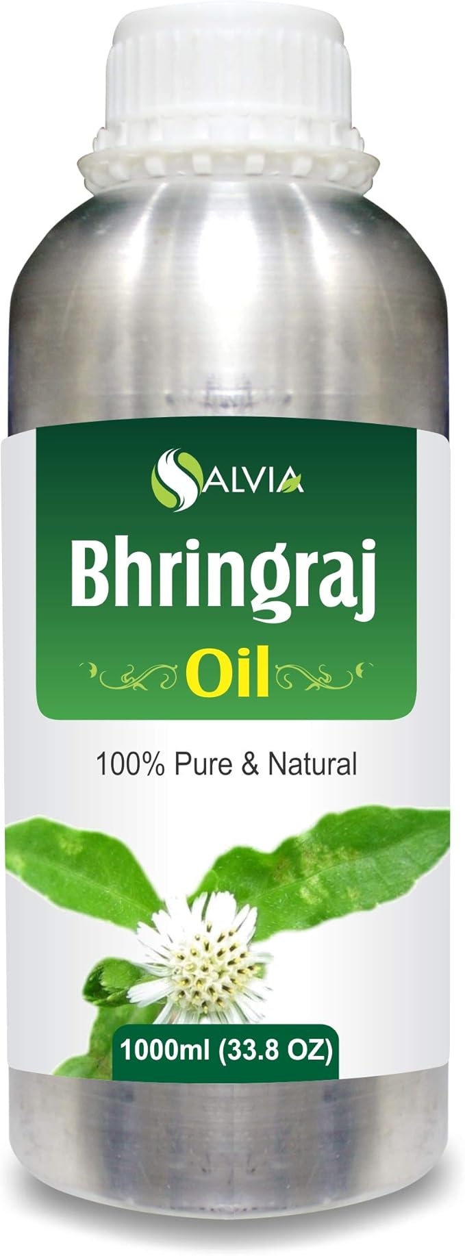 SALVIA Bulk Bhringraj Oil (Eclipta alba) Carrier Oil 100% Pure & Natural Undiluted Unrefined Uncut Organic Standard Oil Cold Pressed Therapeutic Grade Aromatherapy Bulk Oil 1000ml/33.8fl oz