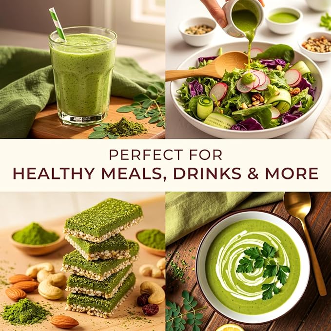 Gya Tea Co Moringa Powder 1.1lb (17.64 Oz) – 100% Pure & Tasty Moringa Oleifera Leaf Powder – Superfood for Smoothies, Drinks, Tea, Recipes – Great For Overall Wellness – Non GMO, Gluten Free, Vegan