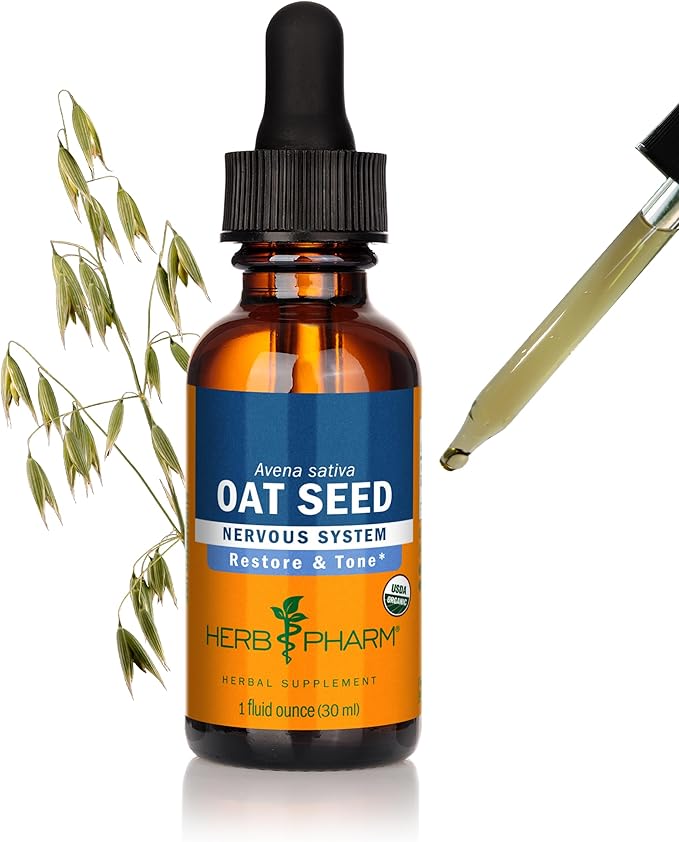Herb Pharm Certified Organic Oat Seed Liquid Extract for Nervous System Support, Organic Cane Alcohol, 1 Fl Oz