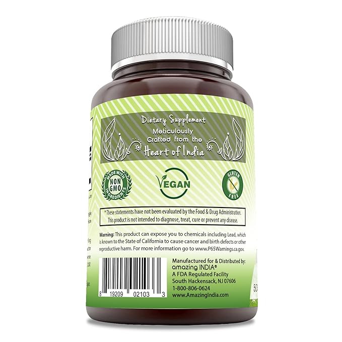 Amazing India Amla (Made with Natural Amla Fruit) 500 Mg 120 Veggie Capsules Supplement - Non-GMO, Gluten Free